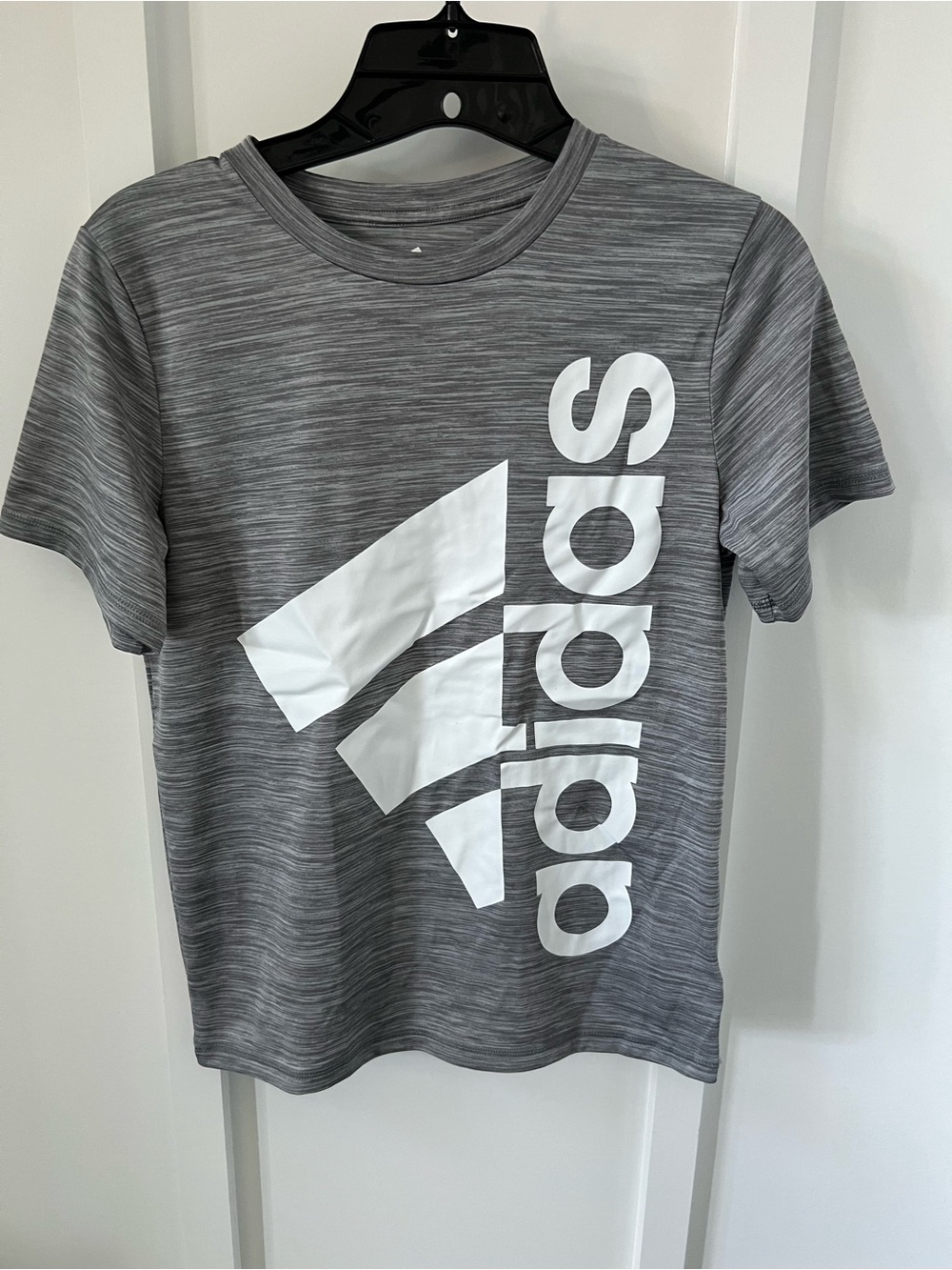 Adidas Boys Gray Heather Tee with White Logo